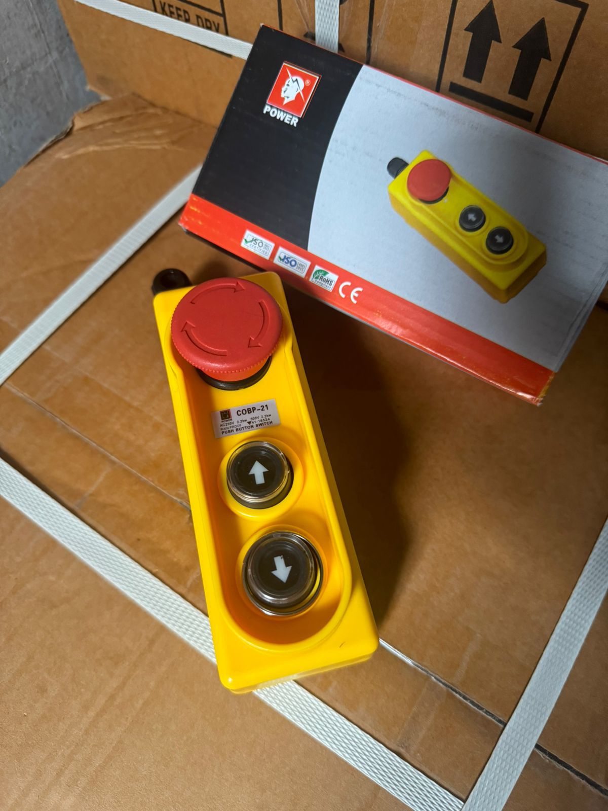 COBP-21 Rain Proof Hoist Push Button Station (Up/Down + Emergency Stop)