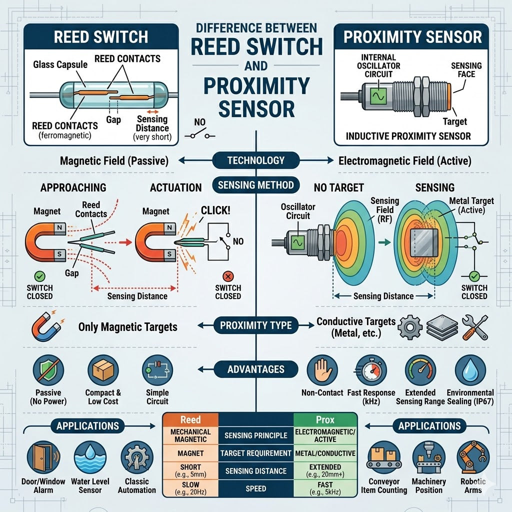Difference Between Reed Switch And Proximity Sensor