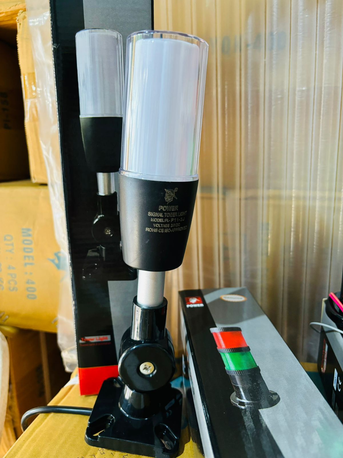 P11-3J LED Signal Tower Light (24V DC) Foldable Base