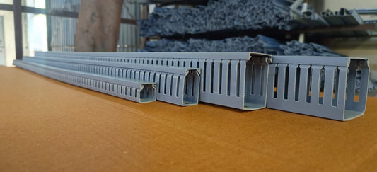 Industrial Slotted PVC Channel / Wire Duct | PVC Cable Trunking & Panel Ducts (25x25mm to 100x100mm)